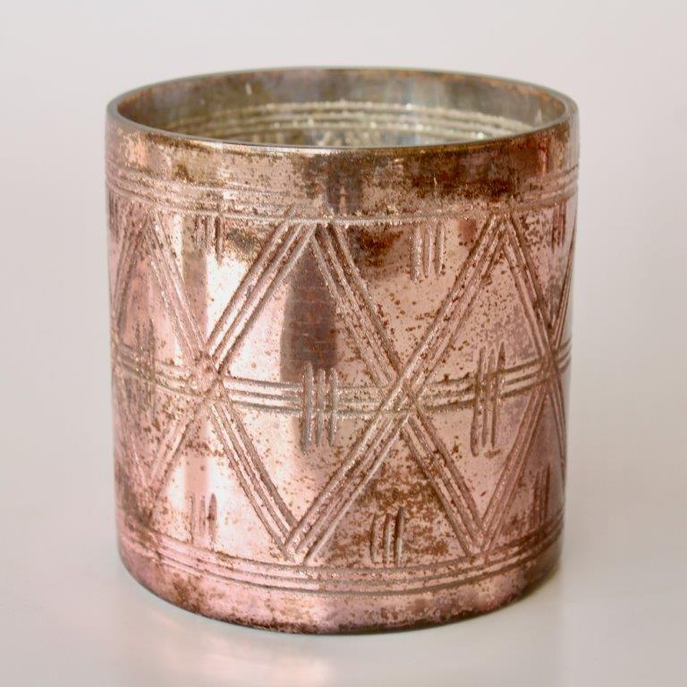 Medium Pink Glass Etched Vase